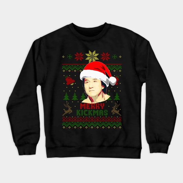 Jackie Chan Merry Kickmas Crewneck Sweatshirt by Nerd_art